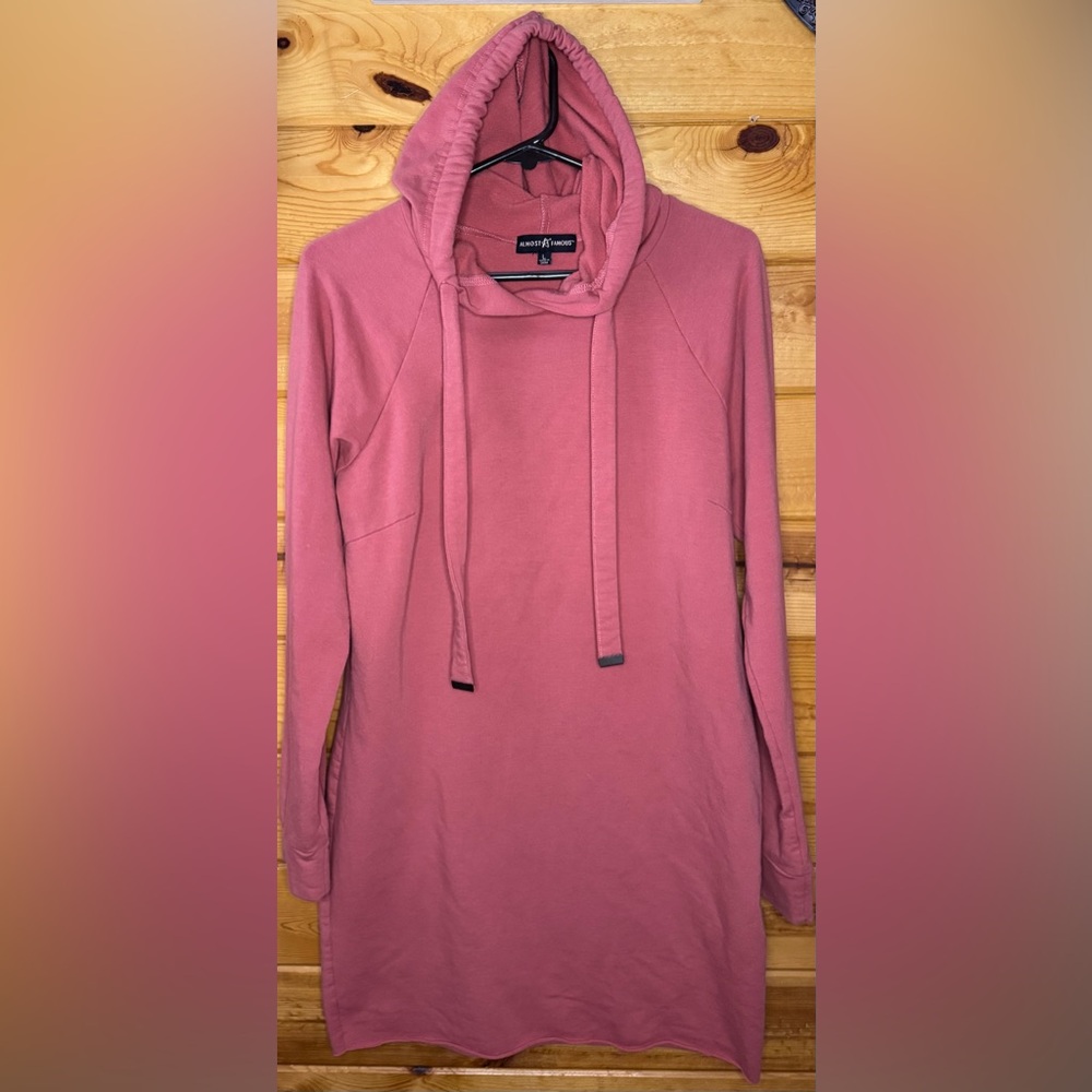 Almost Famous Dusty Rose Hoodie Dress
